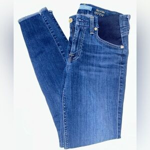 7 For All Mankind B(air) Ankle Skinny maternity‎ jeans low rise fray hem size 26